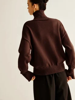 Hot Turtleneck Asymmetrical Button Sweater Sweater Tops|Sweaters & Cardigans