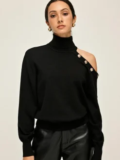 Discount Turtleneck Asymmetrical One Shoulder Sweater Sweater Tops|Sweaters & Cardigans