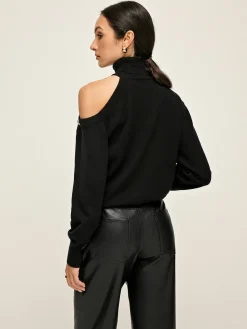 Discount Turtleneck Asymmetrical One Shoulder Sweater Sweater Tops|Sweaters & Cardigans