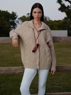 Turtleneck Breasted Cable Knit Outerwear Outerwear|Knitwear