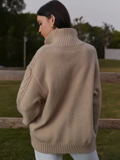 Turtleneck Breasted Cable Knit Outerwear Outerwear|Knitwear