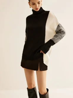 Outlet Turtleneck Color Block Knit Top Sweater Tops|Sweaters & Cardigans