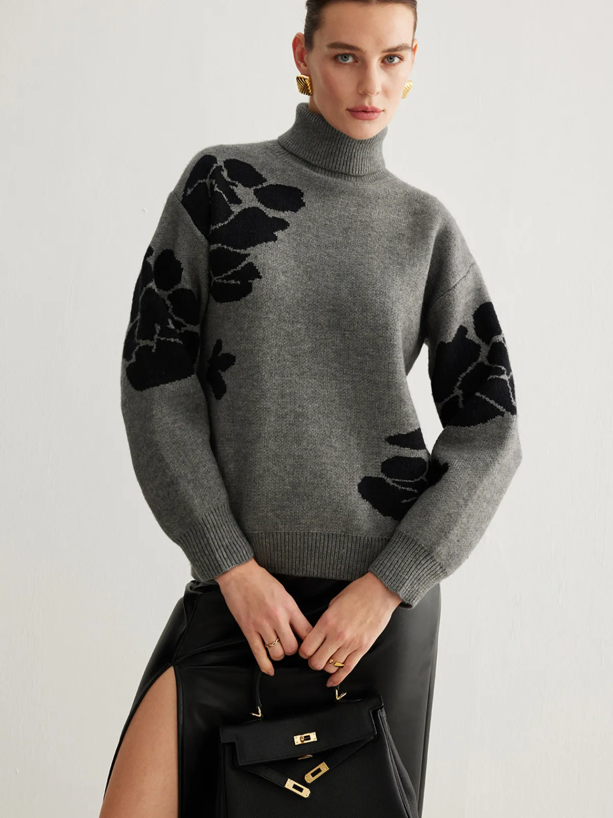 New Turtleneck Color Block Shift Sweater Sweater Tops|Sweaters & Cardigans