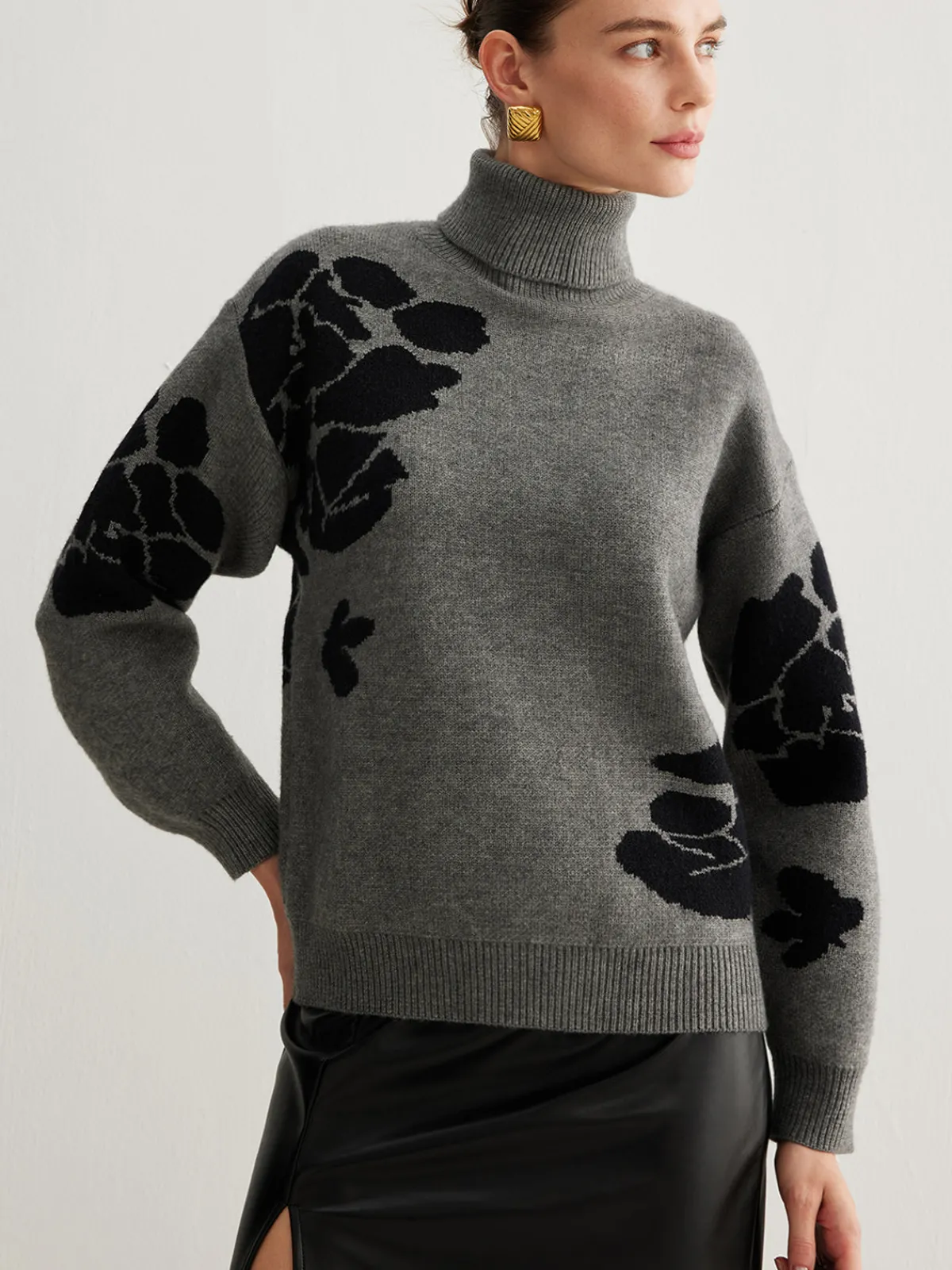 New Turtleneck Color Block Shift Sweater Sweater Tops|Sweaters & Cardigans