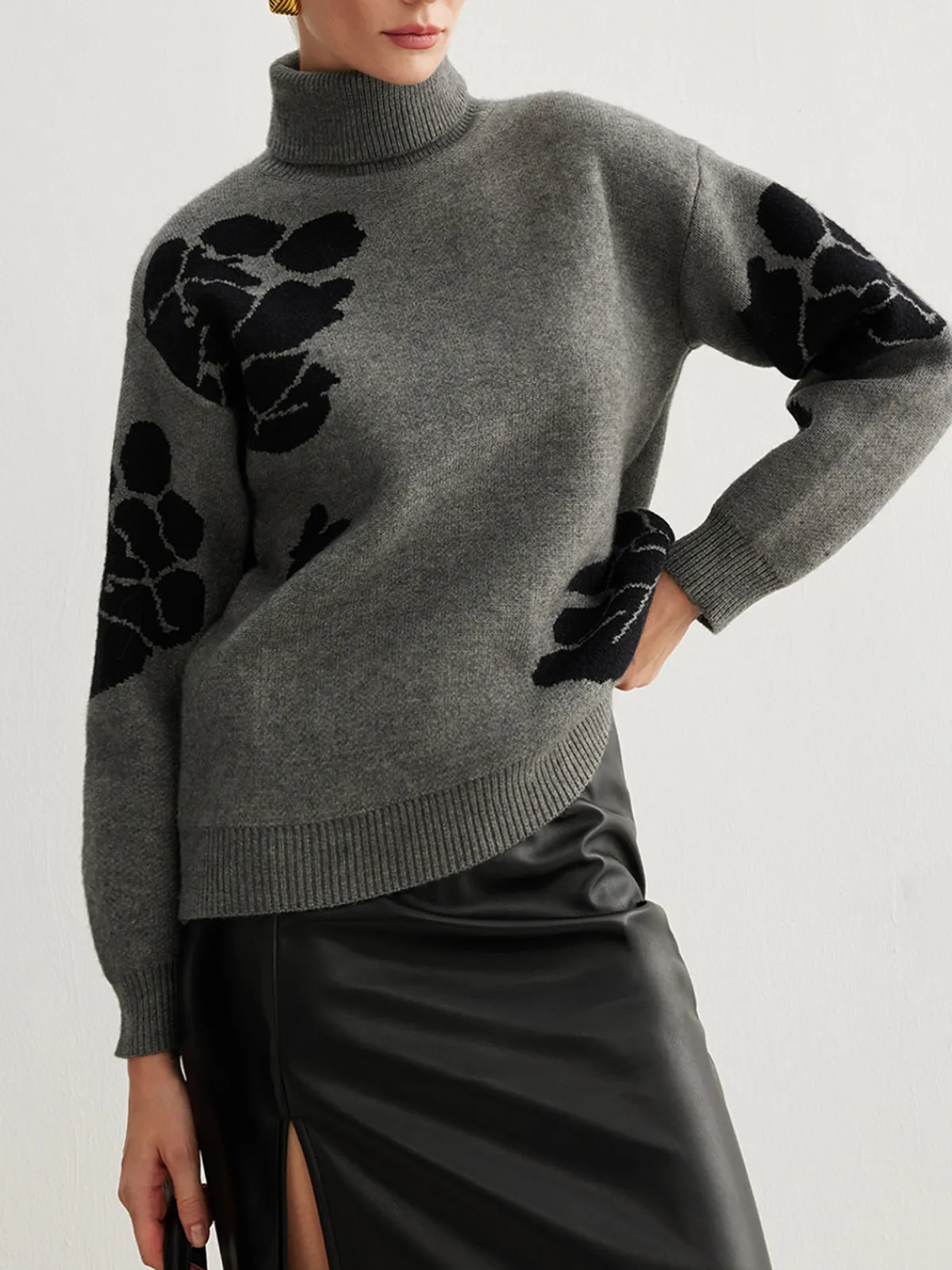 New Turtleneck Color Block Shift Sweater Sweater Tops|Sweaters & Cardigans