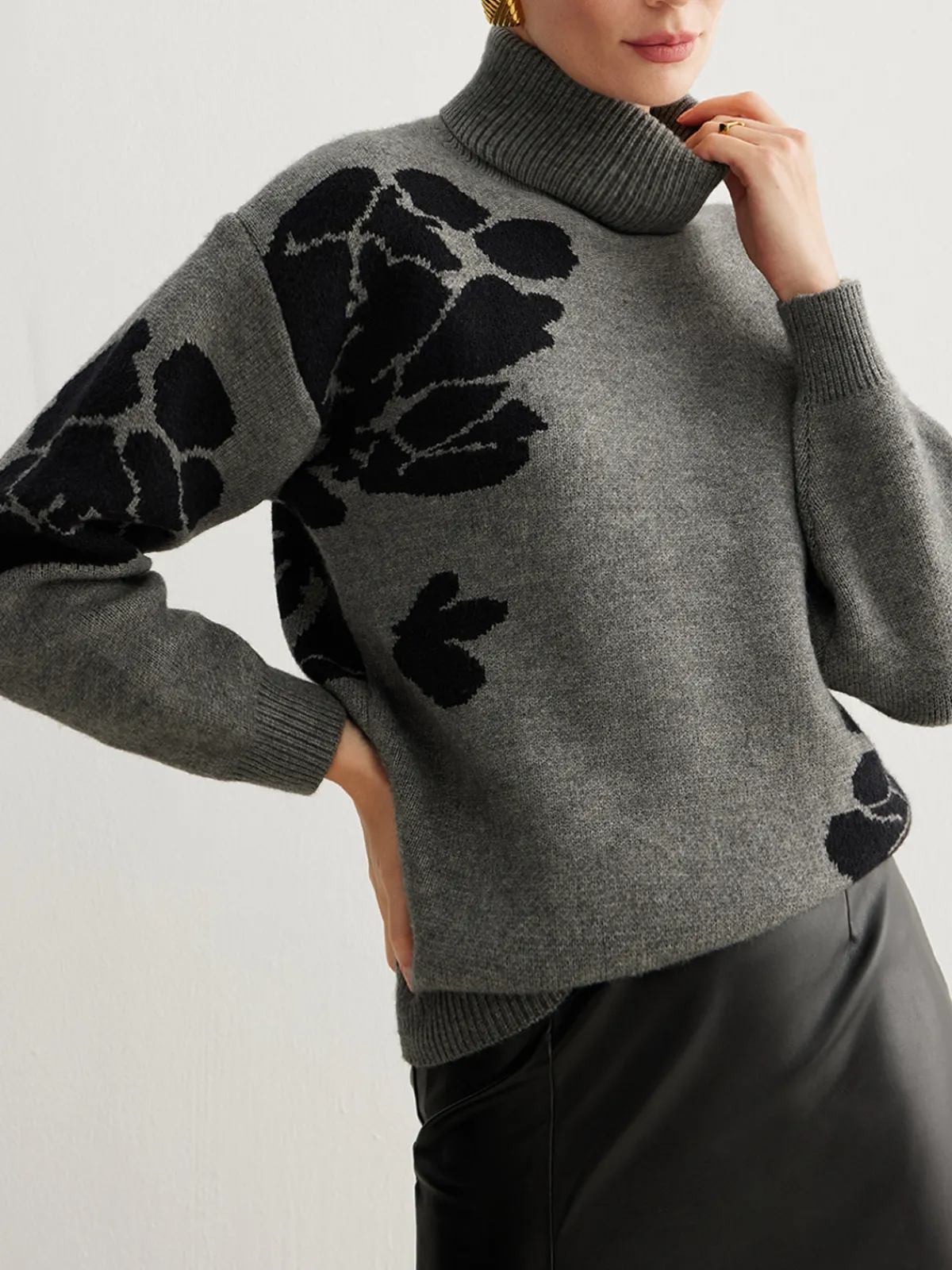 New Turtleneck Color Block Shift Sweater Sweater Tops|Sweaters & Cardigans