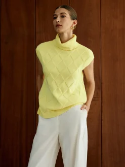 New Turtleneck Diamond Sweater Vest Sweater Vests|Sweaters & Cardigans