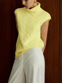New Turtleneck Diamond Sweater Vest Sweater Vests|Sweaters & Cardigans