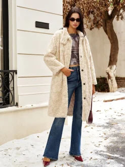 Discount Turtleneck Faux Fur Button Coats Outerwear|Coats