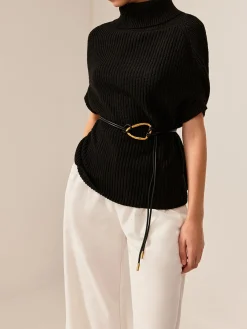 Sale Turtleneck Half-Sleeve Sweater Without Belt Sweater Tops|Sweaters & Cardigans