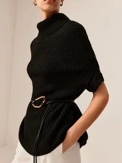 Sale Turtleneck Half-Sleeve Sweater Without Belt Sweater Tops|Sweaters & Cardigans