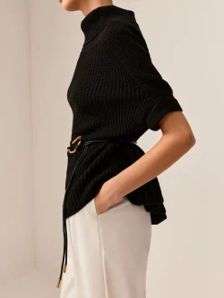 Sale Turtleneck Half-Sleeve Sweater Without Belt Sweater Tops|Sweaters & Cardigans