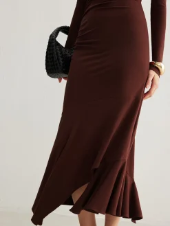 Sale Turtleneck Irregular Pleated Long Dress Casual Dresses|Cocktail & Party Dresses