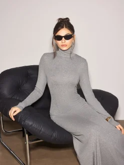 Turtleneck Jersey Long Dress Casual Dresses|Work Dresses