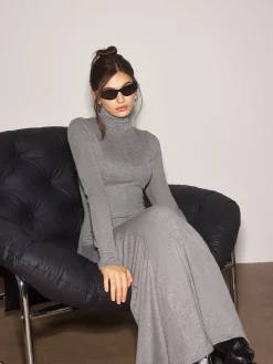 Turtleneck Jersey Long Dress Casual Dresses|Work Dresses