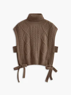 New Turtleneck Knotted Sweater Vest Sweater Vests|Sweaters & Cardigans