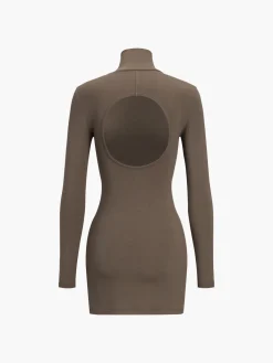 Clearance Turtleneck Open Back Long Sleeve Short Dress Black Dresses|Casual Dresses