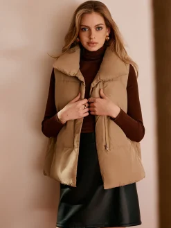 Outlet Turtleneck Quilted Zipper Vest Outerwear|Vests