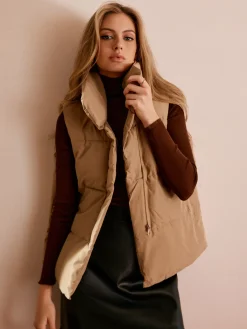 Outlet Turtleneck Quilted Zipper Vest Outerwear|Vests