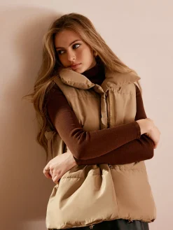Outlet Turtleneck Quilted Zipper Vest Outerwear|Vests