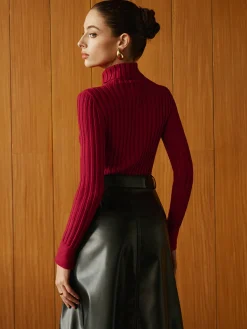Hot Turtleneck Ribbed Slim Sweater Sweater Tops|Sweaters & Cardigans