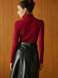Hot Turtleneck Ribbed Slim Sweater Sweater Tops|Sweaters & Cardigans