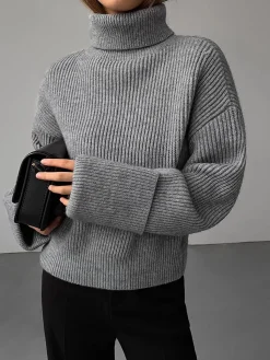 Best Turtleneck Ribbed Warm Sweater Sweater Tops|Sweaters & Cardigans