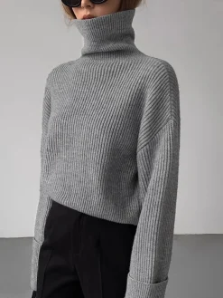 Best Turtleneck Ribbed Warm Sweater Sweater Tops|Sweaters & Cardigans