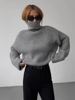 Best Turtleneck Ribbed Warm Sweater Sweater Tops|Sweaters & Cardigans