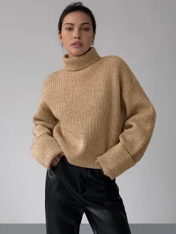 Best Turtleneck Ribbed Warm Sweater Sweater Tops|Sweaters & Cardigans