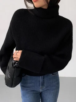 Best Turtleneck Ribbed Warm Sweater Sweater Tops|Sweaters & Cardigans