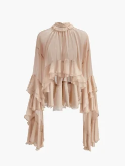 Clearance Turtleneck Ruffle Chiffon Shirt Blouses & Shirts|Tops