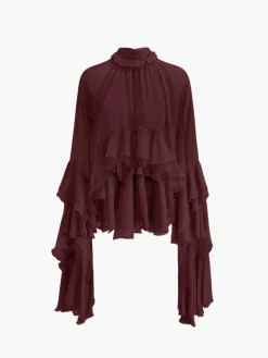 Clearance Turtleneck Ruffle Chiffon Shirt Blouses & Shirts|Tops