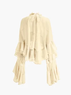 Clearance Turtleneck Ruffle Chiffon Shirt Blouses & Shirts|Tops