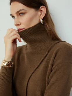 Turtleneck Side Split Short Sweater Sweater Tops|Sweaters & Cardigans