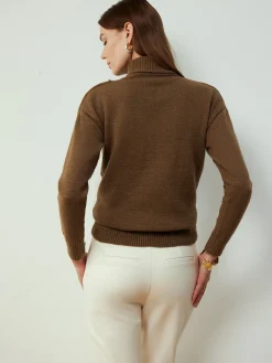 Turtleneck Side Split Short Sweater Sweater Tops|Sweaters & Cardigans