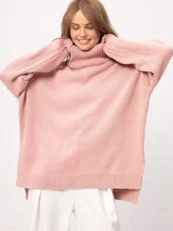 Hot Turtleneck Split Oversized Sweater Sweater Tops|Sweaters & Cardigans