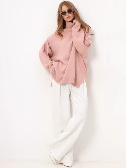 Hot Turtleneck Split Oversized Sweater Sweater Tops|Sweaters & Cardigans