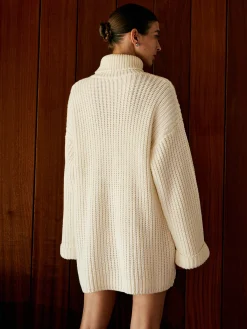 Best Turtleneck Sweater Dress Without Belt White Dresses|Sweater Dresses