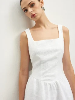Clearance Tweed Backless Bow Short Dress White Dresses|Casual Dresses