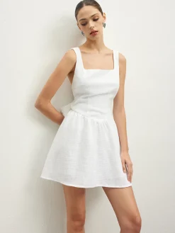 Clearance Tweed Backless Bow Short Dress White Dresses|Casual Dresses