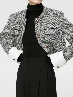 Hot Tweed Boucle Crop Blazer Outerwear|Crop Tops