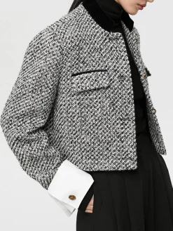 Hot Tweed Boucle Crop Blazer Outerwear|Crop Tops