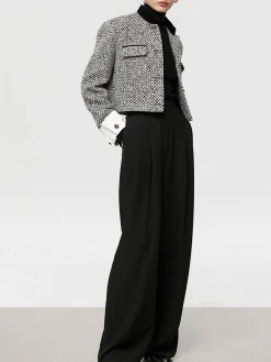 Hot Tweed Boucle Crop Blazer Outerwear|Crop Tops