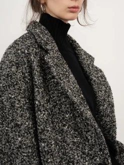Outlet Tweed Boucle Wool Coat Outerwear|Coats