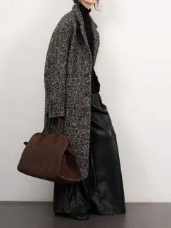 Outlet Tweed Boucle Wool Coat Outerwear|Coats