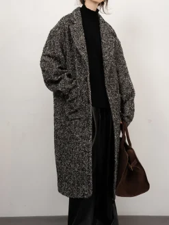 Outlet Tweed Boucle Wool Coat Outerwear|Coats