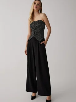Online Tweed Button Ruched Tube Top Tank Tops & Camis|Tops