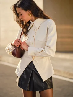 Tweed Button Slim Polo Shirt Blouses & Shirts|Tops