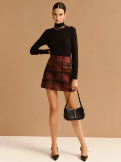 Online Tweed Checked Mini Skirt Skirts|Bottoms
